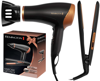 Picture of Remington Hair Straighteners &  Hair Dryer Gift Set D3012GP - Ceramic Hair Straighteners and 2000 W Ionic Hair Dryer with Concentrator - Black/Bronze