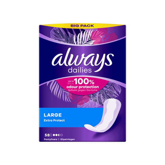 Picture of Always Dailies Large Extra Protect  Pantyliners 58 pads (8006540692387)
