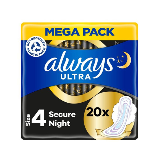 Picture of Always Ultra Secure Night  Size 4 Sanitary Towels with Wings Mega Pack 20 Pads